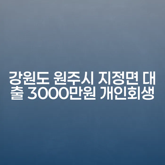 강원도 원주시 지정면에서 3000만원 대출, 개인회생이 답일까요?